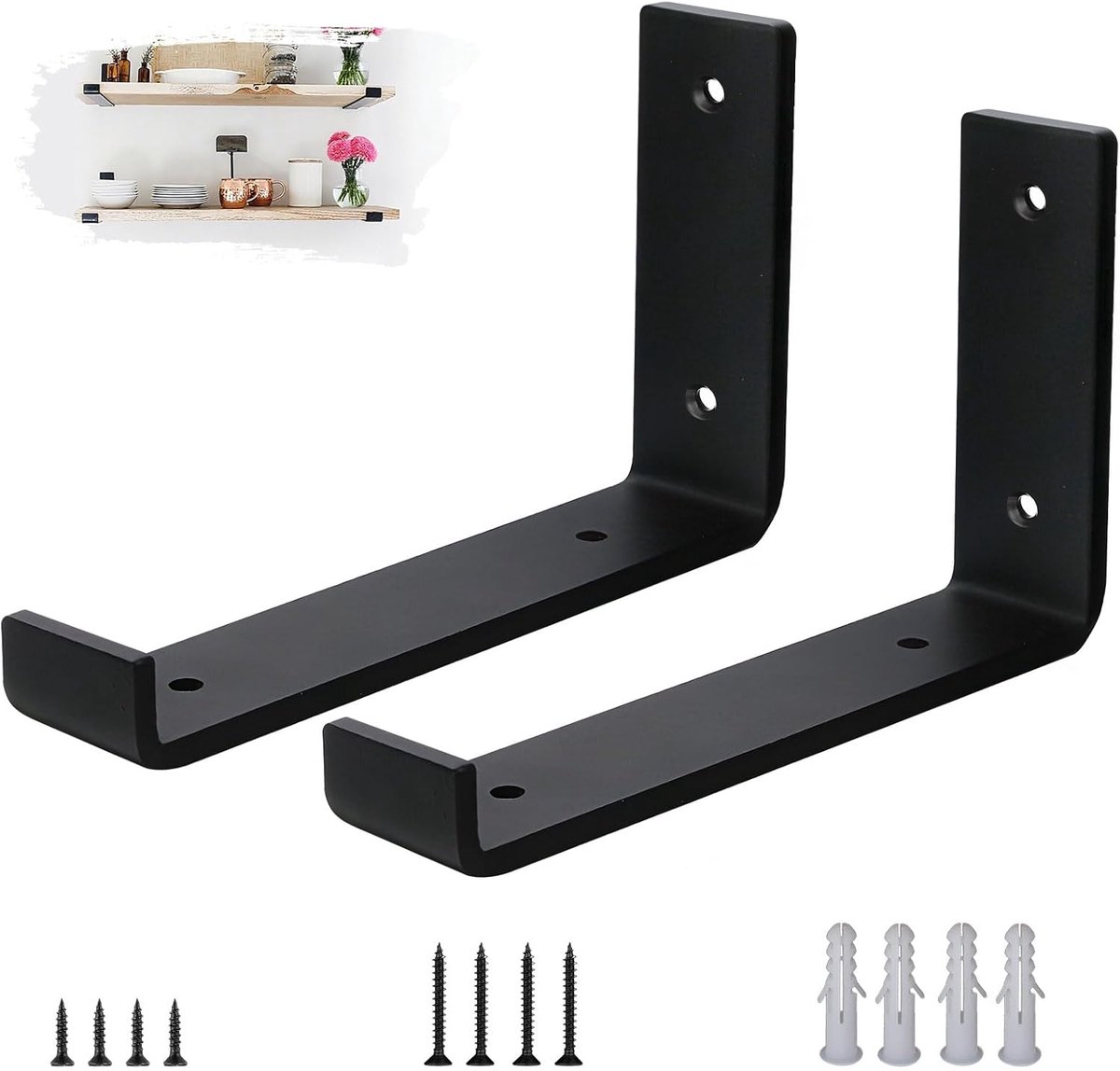 Plankdrager 2-Delig - 5mm Staal - Zwarte Industrieel Design - Stevige Ondersteuning Tot 45 kg - ShopVlot