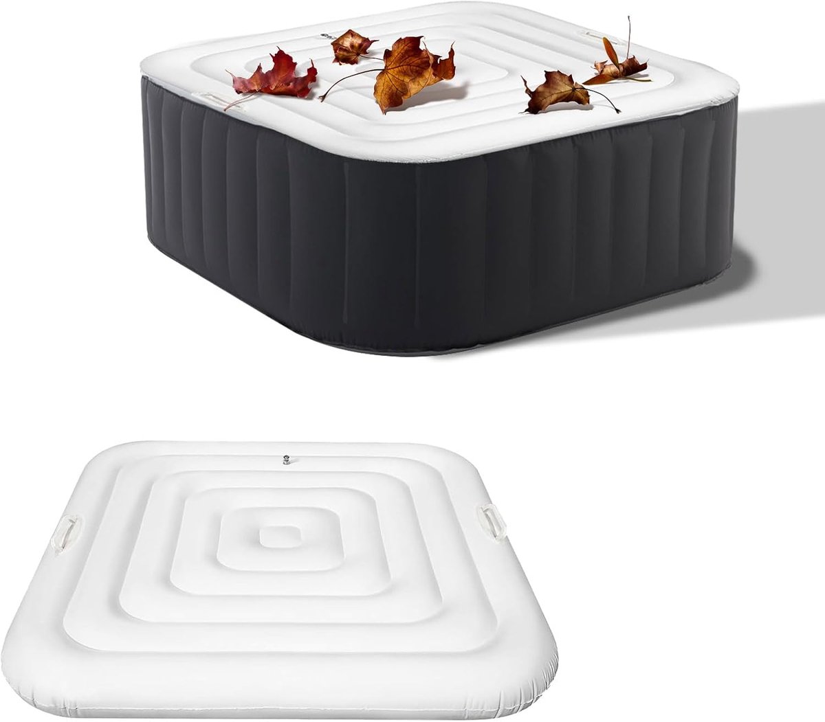 Thijox - 128 cm Opblaasbaar Whirlpoolhoes - Vierkante Zwembadhoes met Handgrepen - Regendicht en Geïsoleerd - Ideaal voor Tuin, Camping en Buitengebru