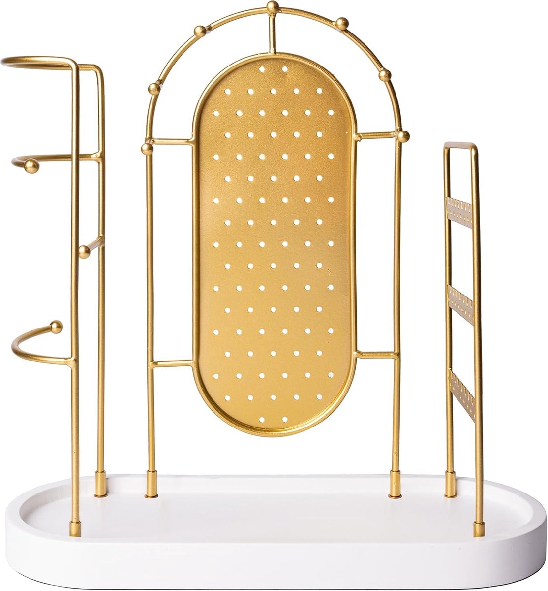 Sieraden Organizer Stand - 3 onafhankelijke secties - witte houten tray - houdt sieraden netjes en overzichtelijk - ShopVlot