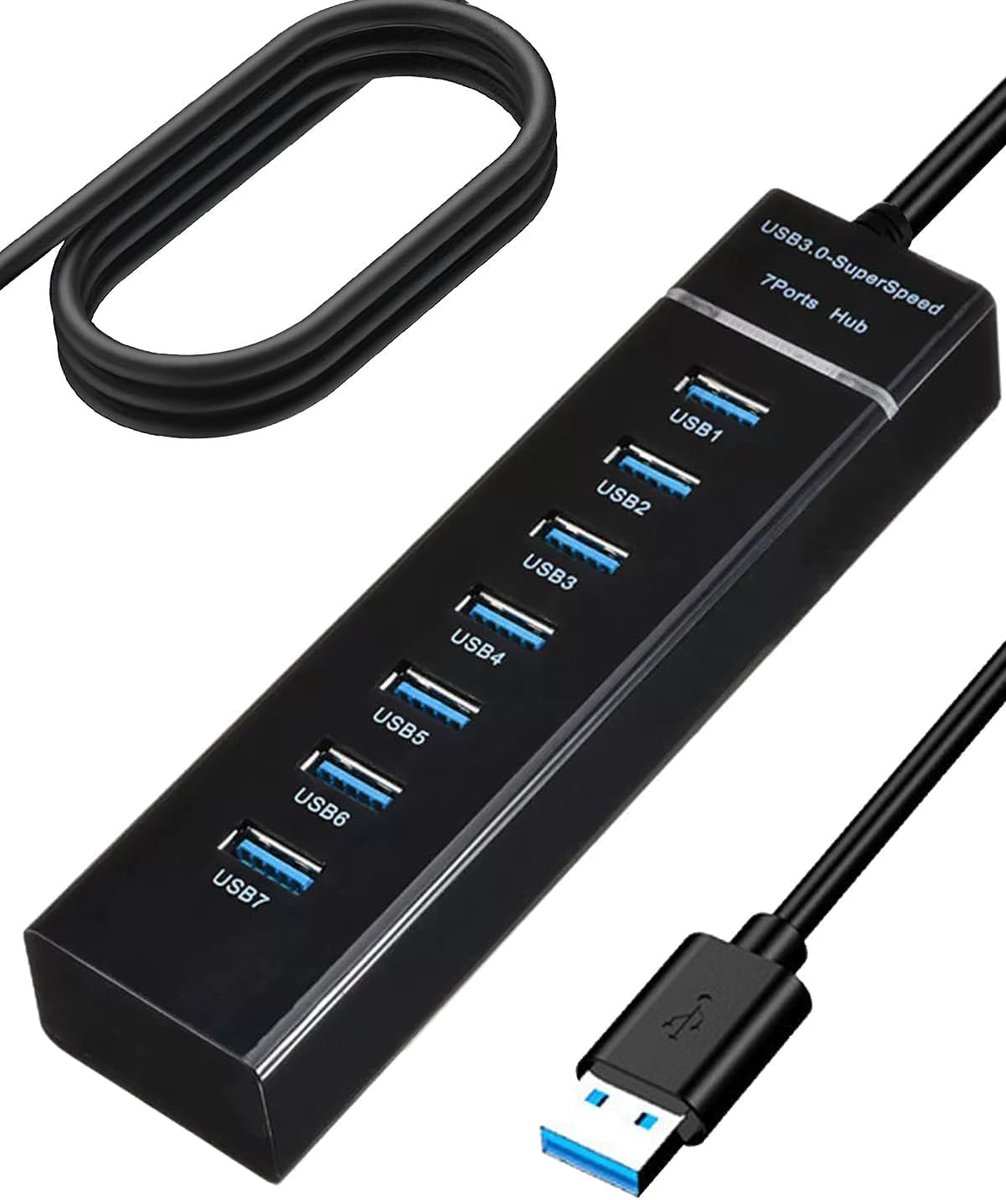 USB 3.0 Hub 7-poorts - 1,2 meter kabel - snelle dataoverdracht - ideaal voor extra aansluitingen - ShopVlot