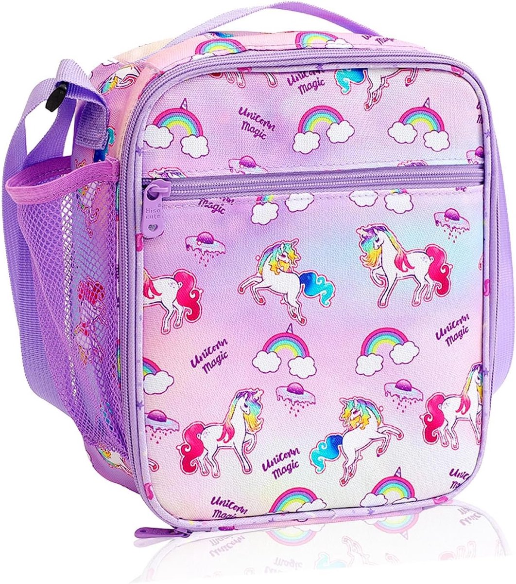 Lunchtas voor meisjes - insulated koelbox - eenhoorn glitter - ideaal voor school - ShopVlot