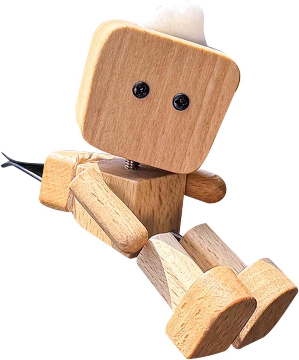 Houten Dashboard Figuur - Wiebelend Poppetje Auto - Auto Interieur Decoratie - Met Olie Diffuser