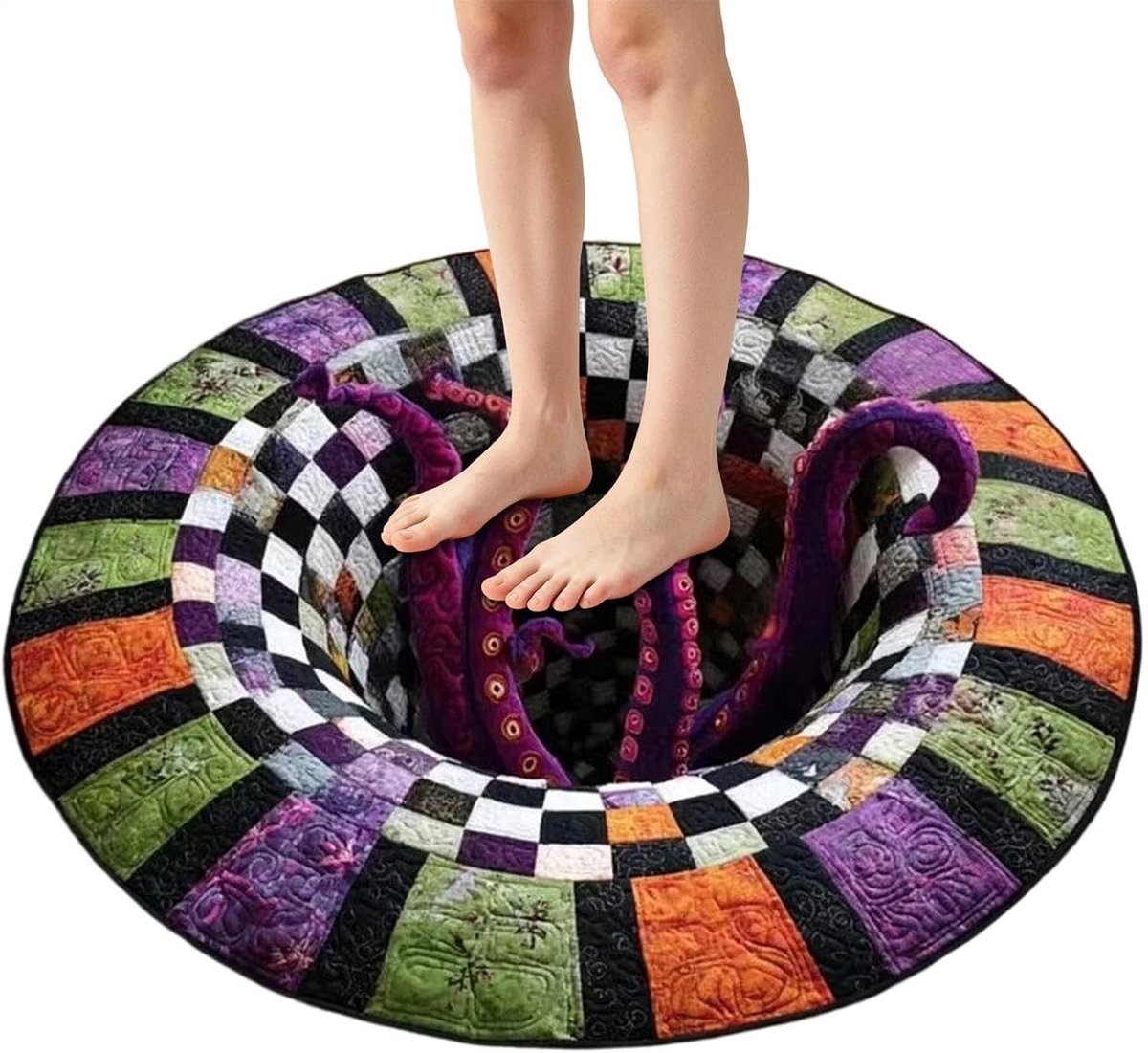 Illusie Vloerkleed 100 cm x 100 cm Antislip Gewatteerde Mat met | Wasbare Keukenmat en Wasbare Vloerkleed Geschikt voor vloer van de slaapkam