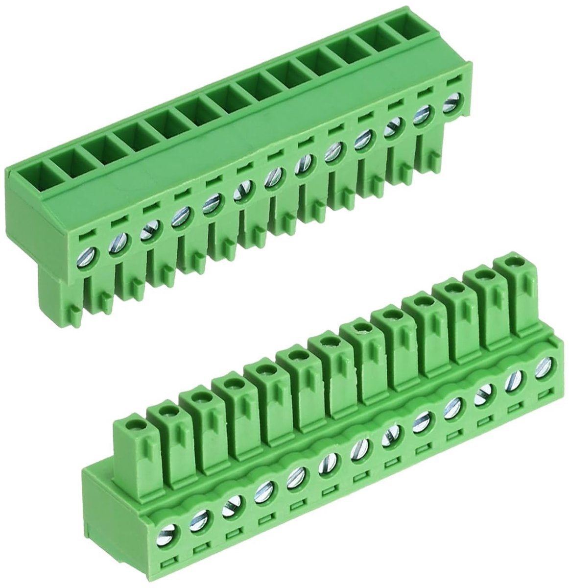 2 stuks schroefklemmen voor PCB, 300 V, 8 A, mannelijk, 13-polig, 3,81 mm pitch, schroefklem voor PCB-connector voor industrieel gebruik, elektronische projecten, groen