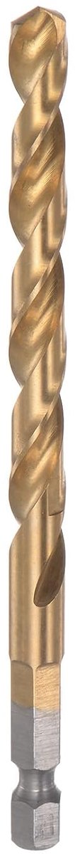 sourcing map 1/4 inch zeskantige schacht, boor, 7,2 mm, titanium boringsbitset, M35, hoge snelheid, staal, draaiboor, 107 mm lang, volledige aarding voor hout, roestvrij staal, metaal, plastic
