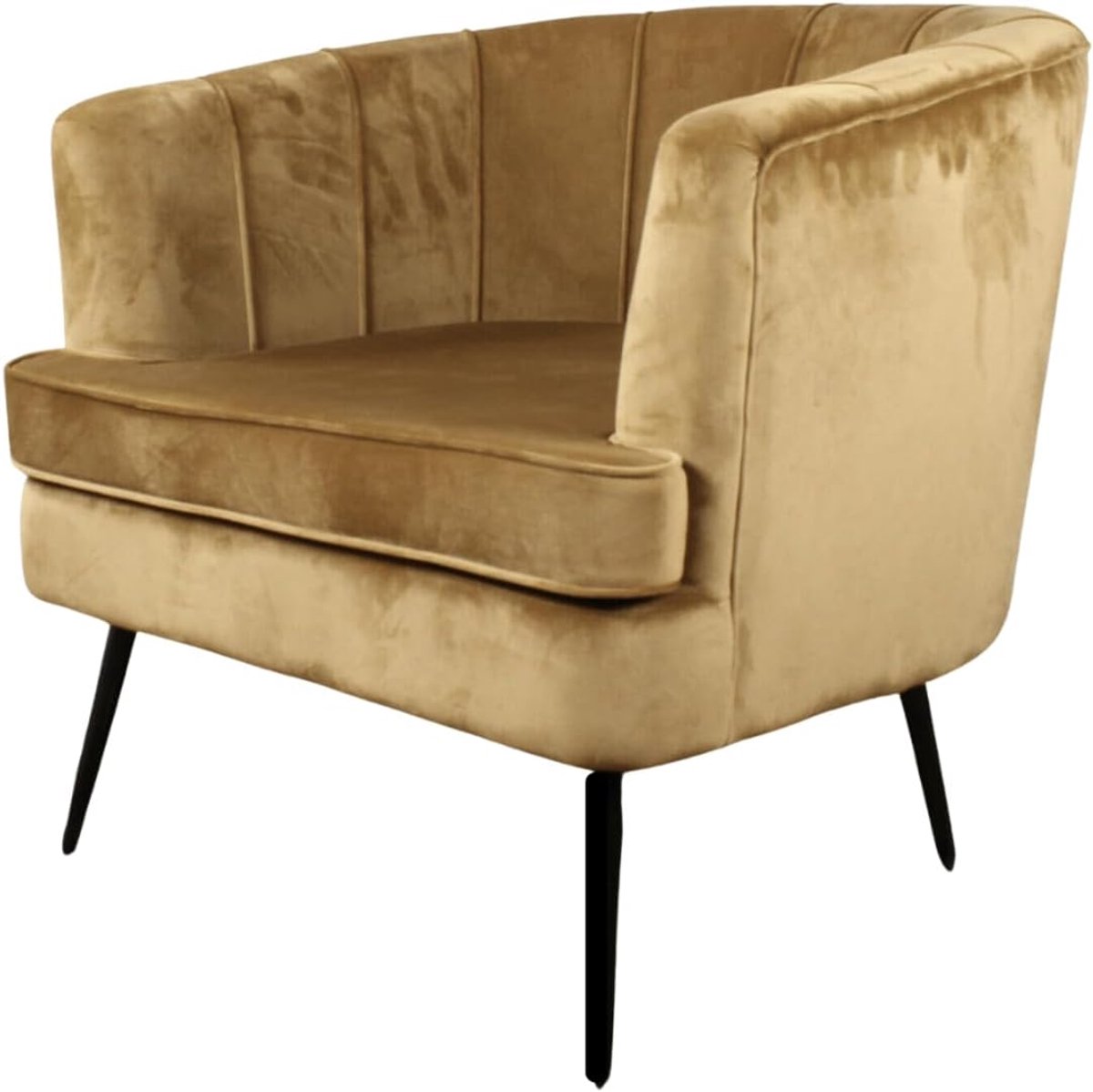 Fauteuil Norah - Velours - Gouden details - Comfortabel zitmeubel - SnelShoppen