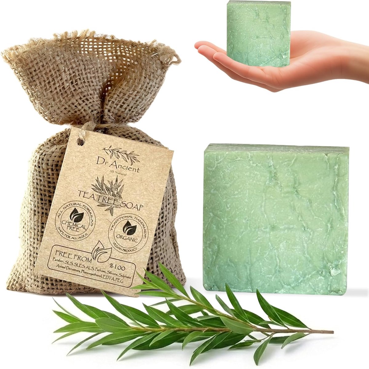 Theeboom Zeep Organische Natuurlijke Veganistische Traditionele Handgemaakte Antieke - Antibacterieel, Effectief Tegen Acne - Absoluut geen chemicaliën! Pure natuurlijke zepen!
