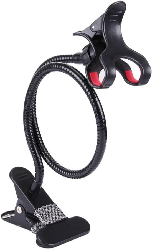 Mobiel - Flexibele metalen lange arm Lazy Bracket Holder met telefoonklem en bureauclip. Bureaublad, bedhoofdeinde, auto, bank voor LENOVO LEMON K12 PRO (2020) - Zwart — afbeelding 3