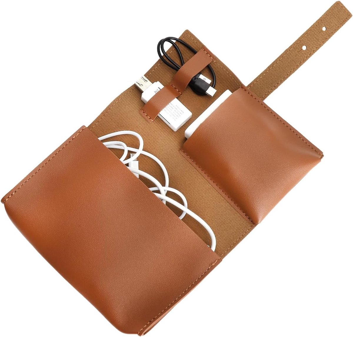 Tas-organizer, Travel Tech-Tidy, lederen kabeltas, lederen oplader, reiskabel-accessoire-tas, kabelorganizer voor reizen voor belangrijke muis, adapter, kabel (vintage bruin)