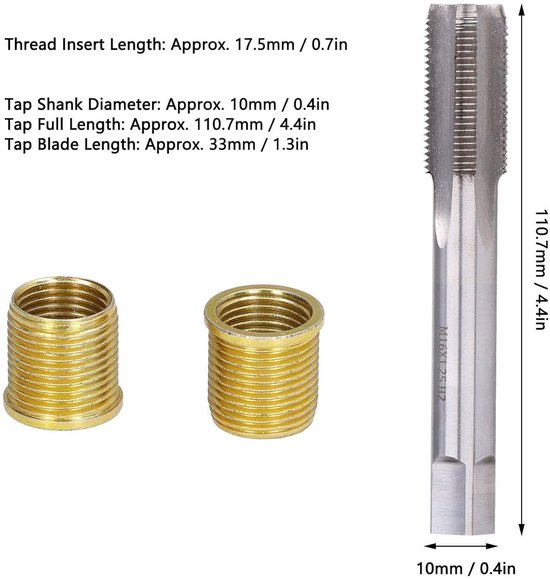 Inzetstukken met schroefdraad, professioneel M16x1.25 Tap Standaardmaten Gegalvaniseerd Hoog rendement voor bougies met schroefdraad van 14 mm x 1,25 mm — afbeelding 2