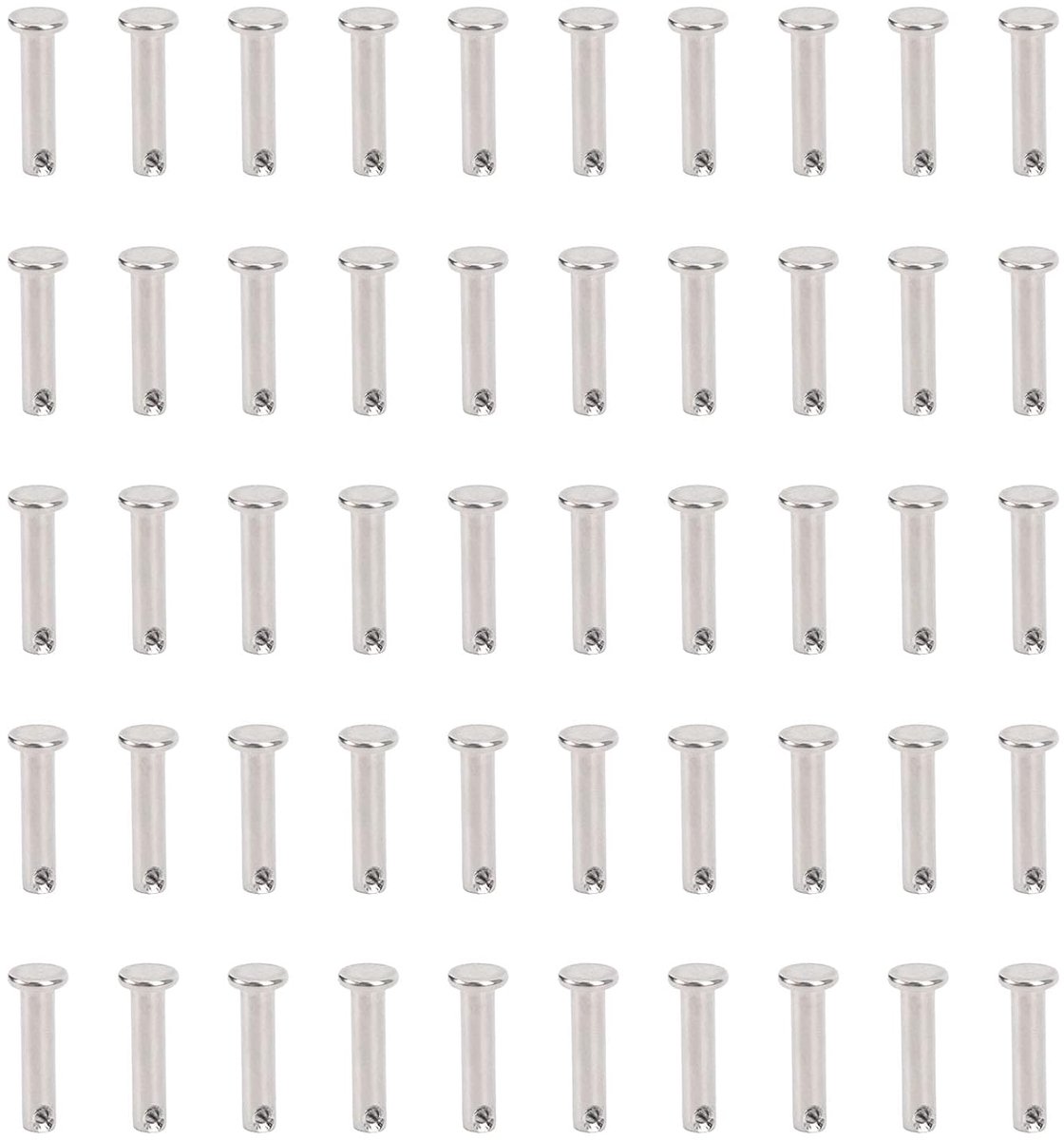 50 stuks pennen met enkel gat, 6 x 25 mm, sleufpennen van roestvrij staal, cilindrische pen met platte kop, anti-weerstand, voor mechanische reparatie
