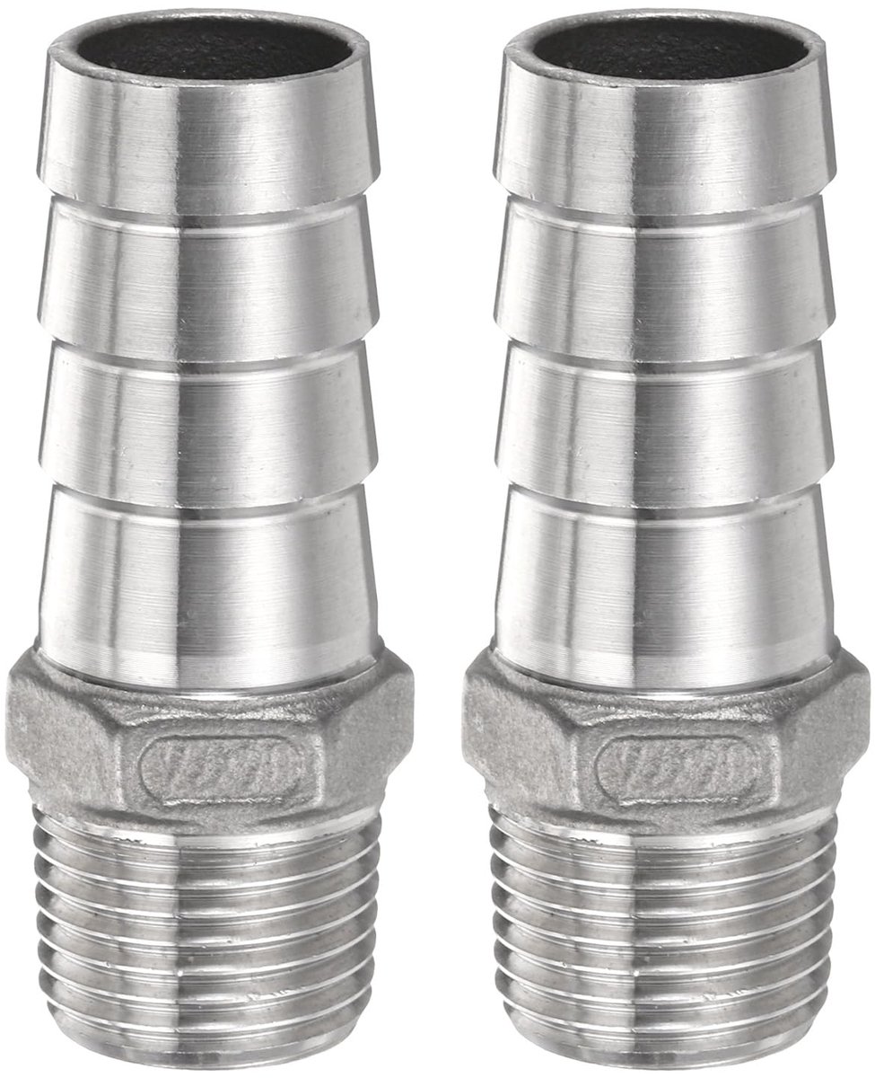 slangstuk 20 mm x G 1/2 inch - roestvrijstaal - schroefverbinding - ideaal voor water en brandstof - SnelShoppen
