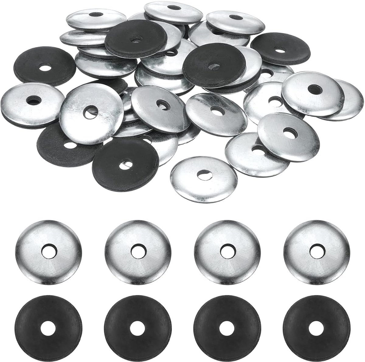 EPDM gebonden afdichtingsrubberschijven, 120 stuks, 1/4 inch x 1-3/16 inch, verzinkt ijzer, neopreen, rubberen schijven, afdichting voor schroeven, bouten, metalen platen, machines