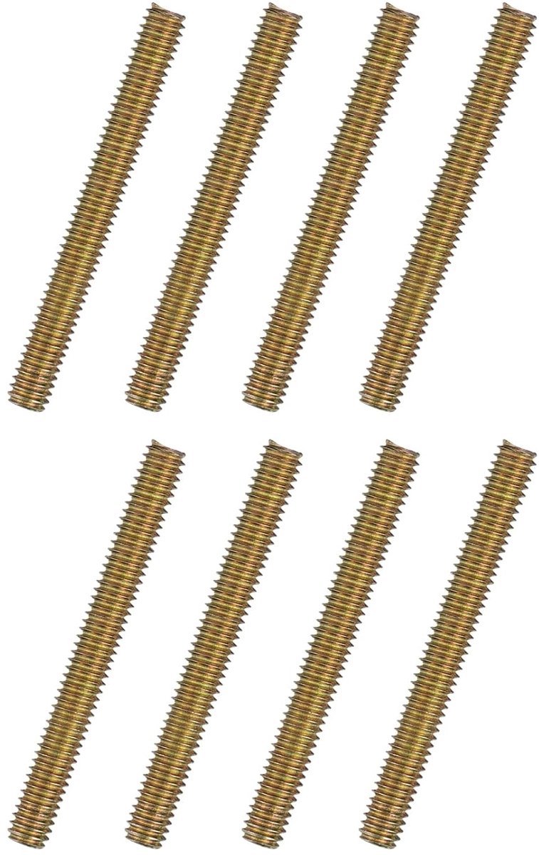 8 stuks schroeven met volledige schroefdraad 5/16 x 2-3/4 inch, alle draadpennen, lange schroefdraadschroef koolstofstaal voor meubels, leuningen, montage, frame, zink, gekleurd