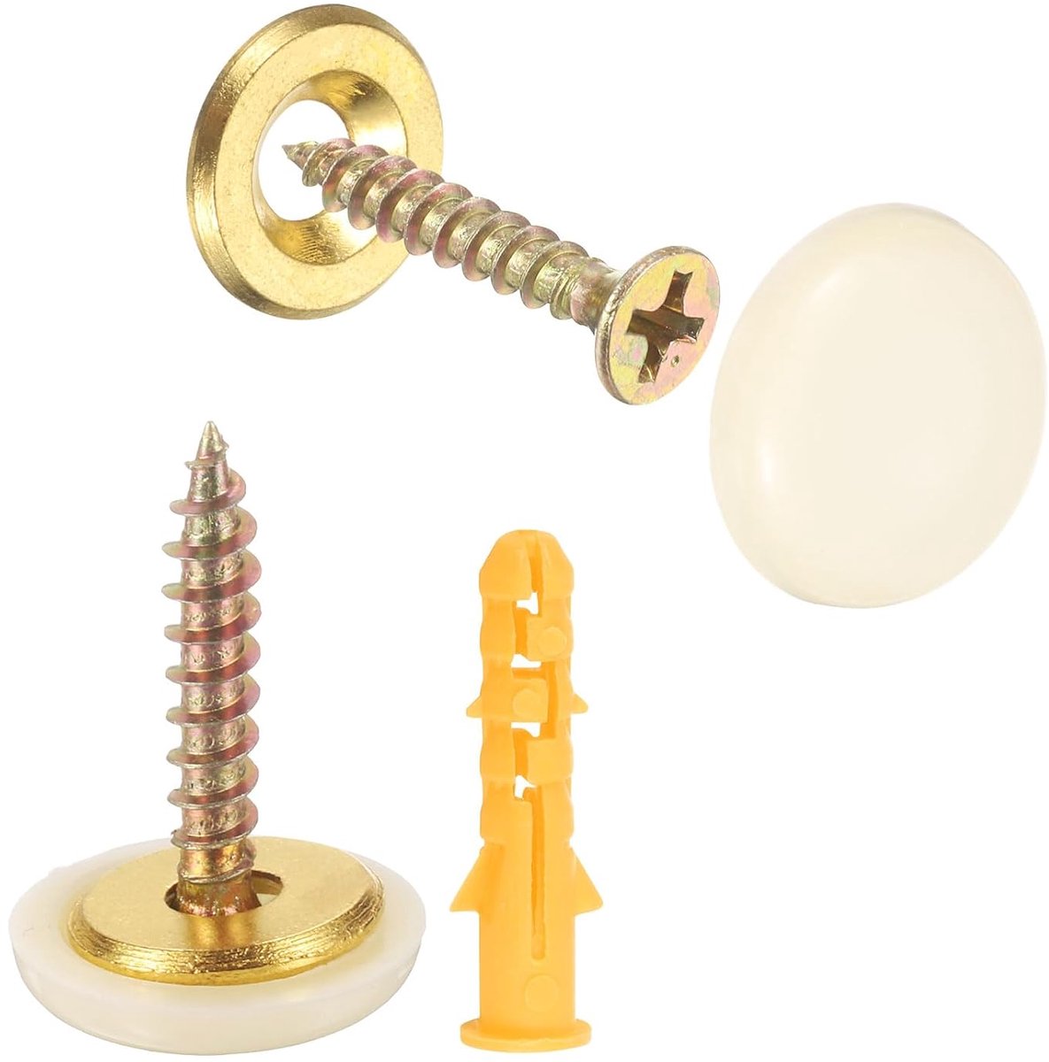 8 stuks 16,8 mm decoratieve pootjes voor nagelafdekking, zinklegering schroefafdekkingen voor spiegels, salontafels, houten of glazen meubels, kleur beige
