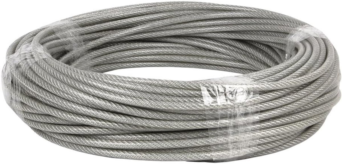 Roll 50m Geplagificeerde stalen kabel Ø3x5mm