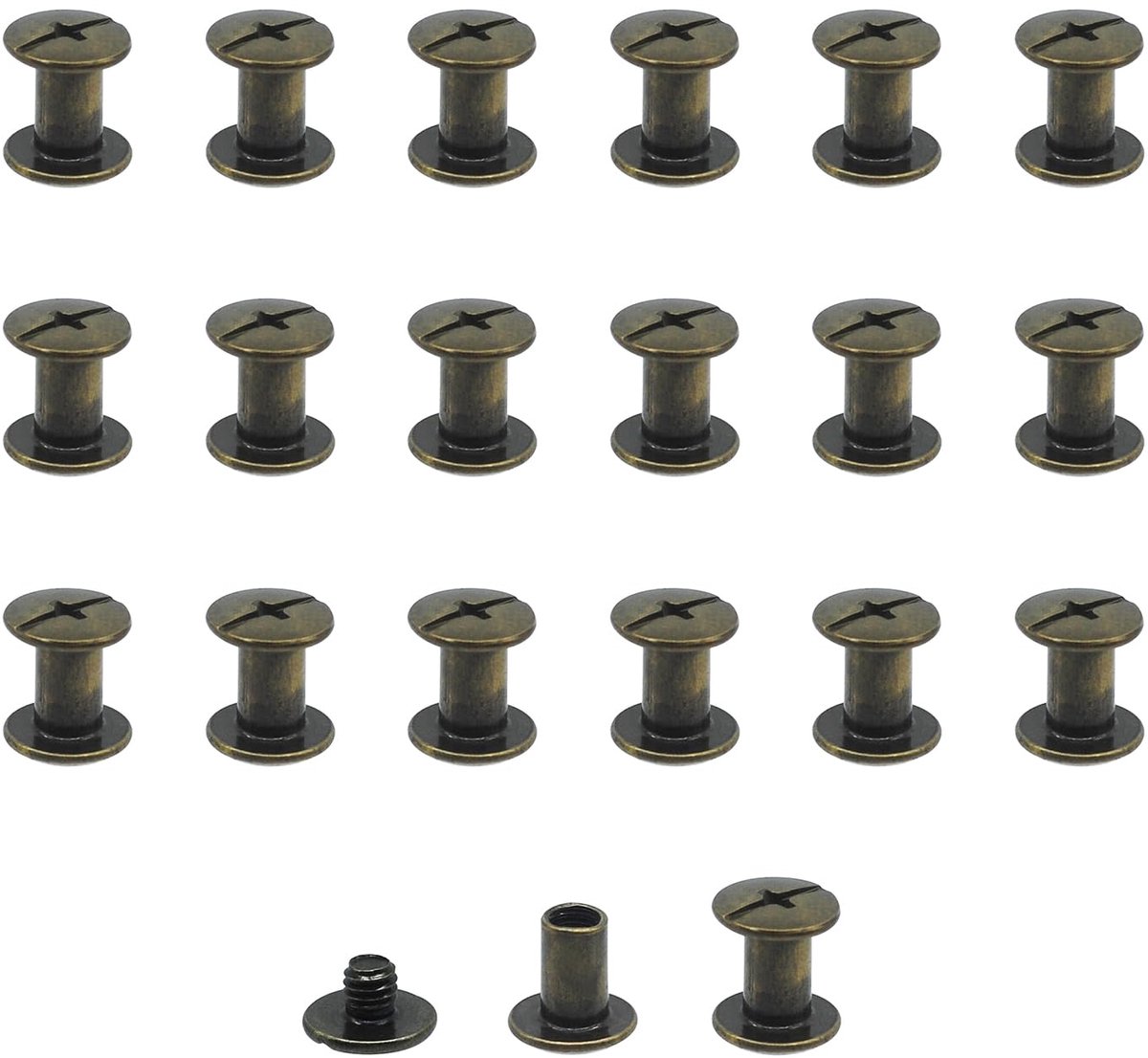 20 sets Chicago schroefpalen, klinknagel Chicago bindschroeven, metalen klinknagel vervanging reparatie voor tassen, kraag, harnas, bagage, portemonnee, hondenriem, rugzak, riem