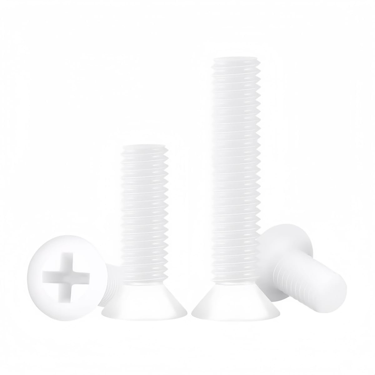 Schroeven van wit nylon met verzonken kop van kunststof M6 x 25 mm (30 stuks)