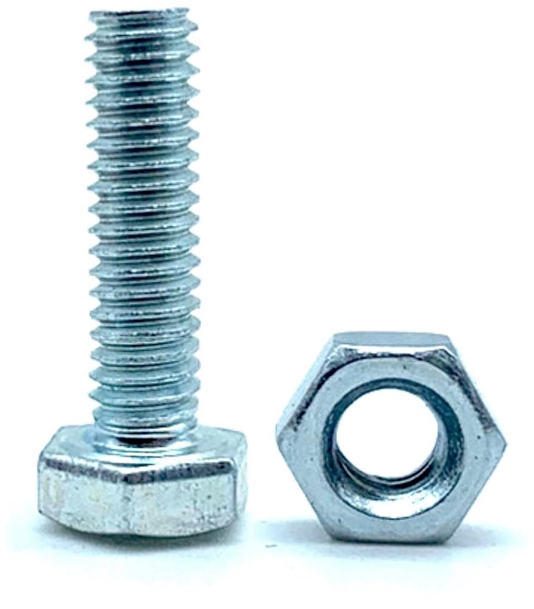 Barcelona | Schroeven met Moer | 50 zeskantbouten met 50 moeren | M5x40mm | in gegalvaniseerd staal | Bouten en moeren, schroefdraadbout en moer, bouten met moer, zeskantige kop
