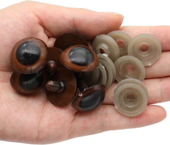 150Pcs 10-30mm Bruin Grote Plastic Veiligheid Ogen Craft Veiligheid Ogen Diy Ogen Met Wasmachines Voor Pluche Dier Teddybeer Pop Poppen Ambachten — afbeelding 4