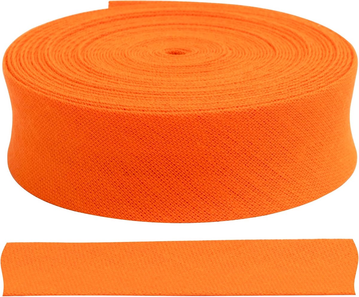Biaisband 4,5 meter x 18 mm - kleur oranje - van polyester/katoen