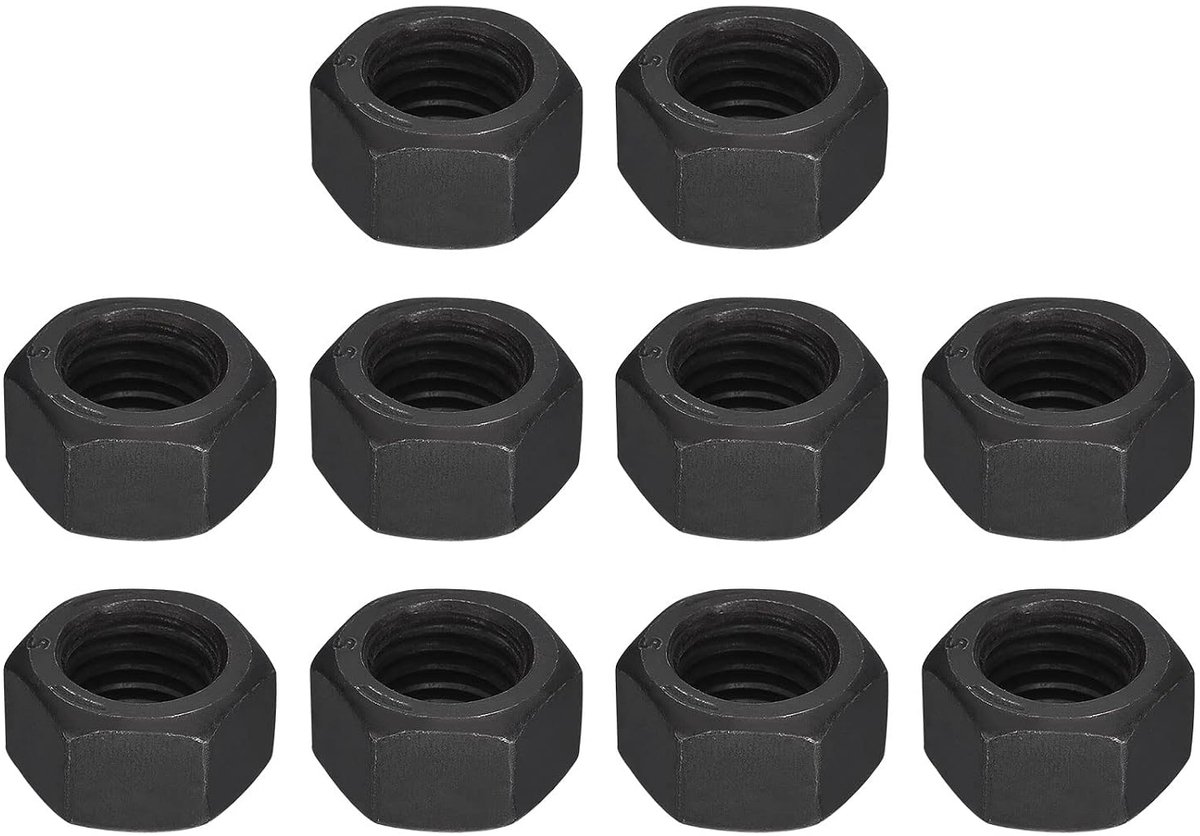 5/8-11 Zeskantmoeren van koolstofstaal, klasse 8,8, zwart oxide zeskantmoeren voor schroefbouten, 10 stuks