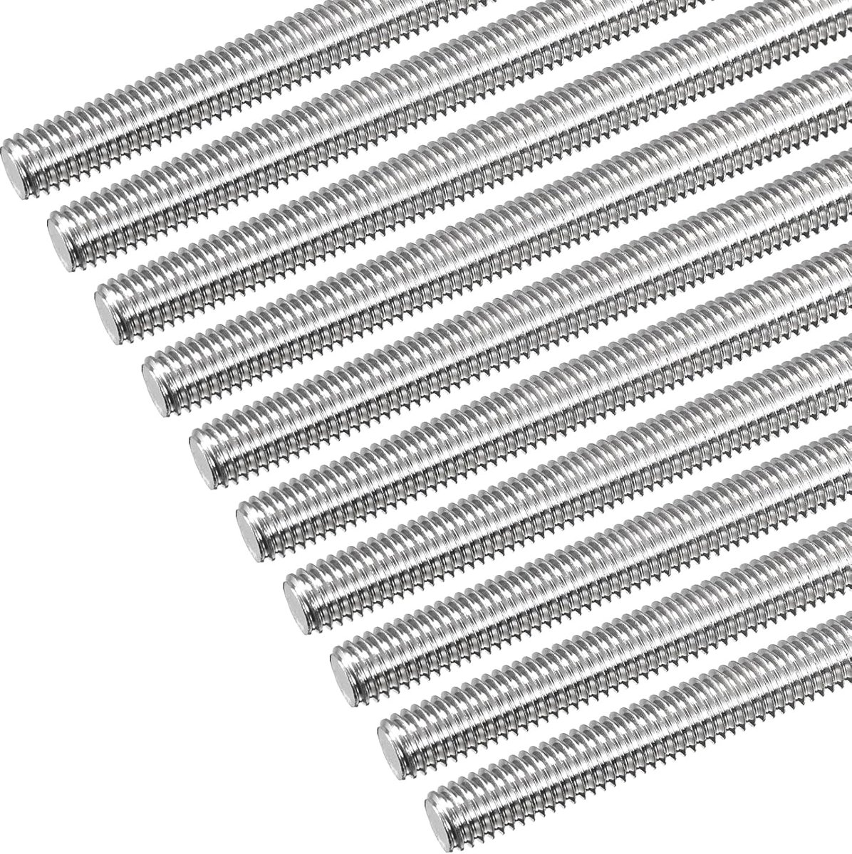 Schroefdraadstang M8 x 300 mm 1,25 mm volledige schroefdraadspindel, schroefdraadspoed 304 roestvrij staal, rechtse schroefdraad, staafbout 10 stuks