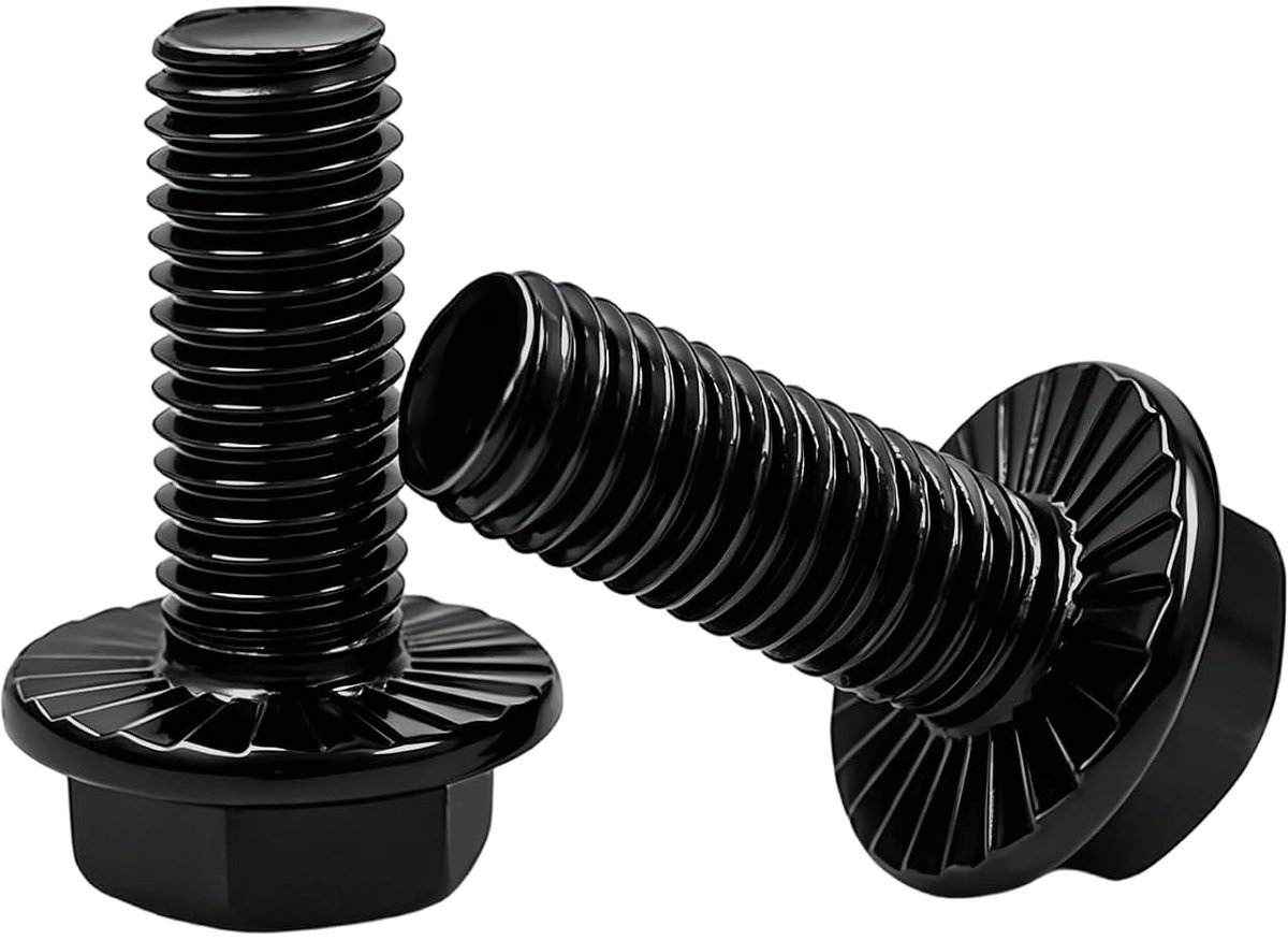 100 stuks zeskantschroeven met flens, 10,9 zwart gelegeerde schroeven, zwarte afwerking, zeskantige flenskopschroeven M5 x 20