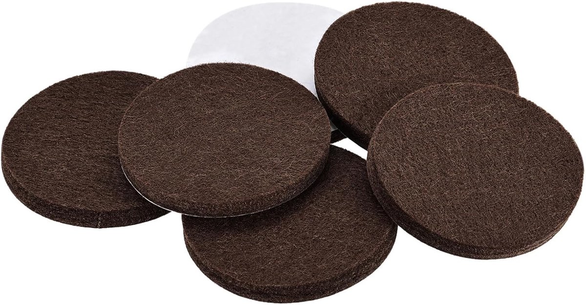 sourcing map 18 stuks meubelkussens zelfklevend 50 mm diameter. 5 mm dikke viltglijders voor stoelpoot vloerbescherming bruin