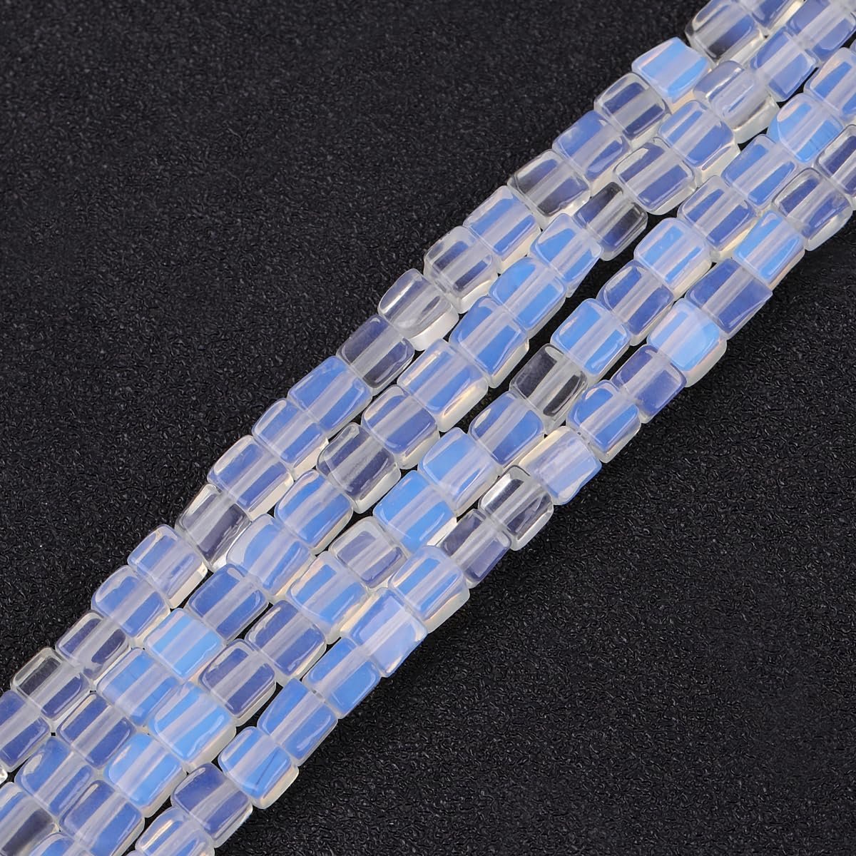 Prachtige Natuurlijke Zwarte Sneeuwvlok Obsidiaan Jaspis Edelsteen Vierkant 4mm Losse Kralen voor Sieraden Maken Ongeveer 15 inch 93st 1 Strand 4mm Cream White Opalite 4mm