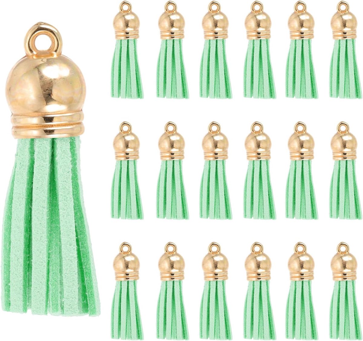 Kwastjes, 100 stuks kunstleer suède kwastje sleutelhanger charme bulk met gouden dop voor doe-het-zelf ambachtelijke decor handtassen armbanden sieraden maken sleutelhanger