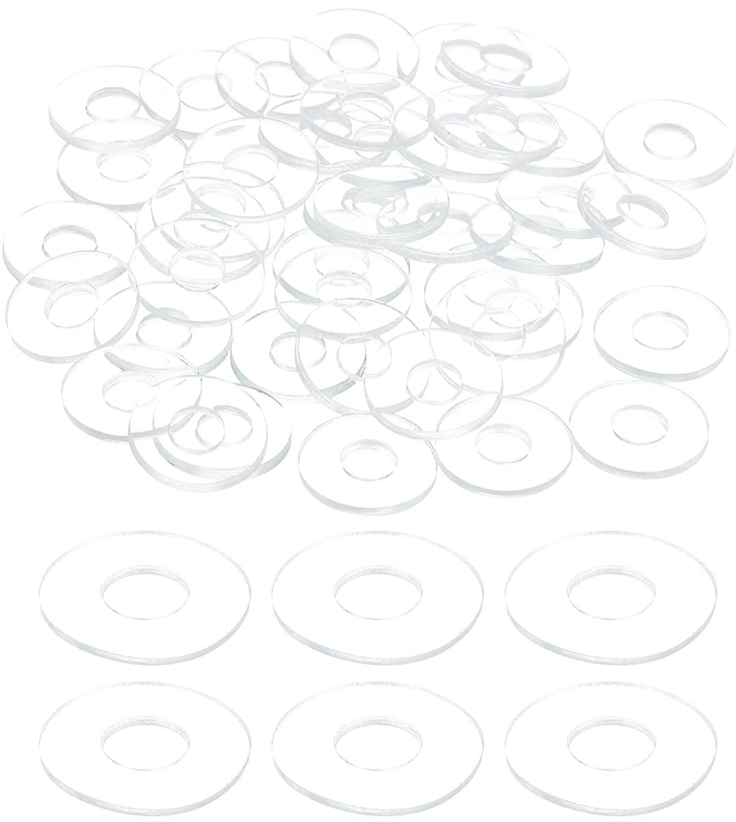 Platte schijven heldere eenvoudige schijven 4 mm binnendiameter 10 mm buitendiameter 0,5 mm dikke ronde platte schijven voor schroeven bouten glas douchegreep badkamer