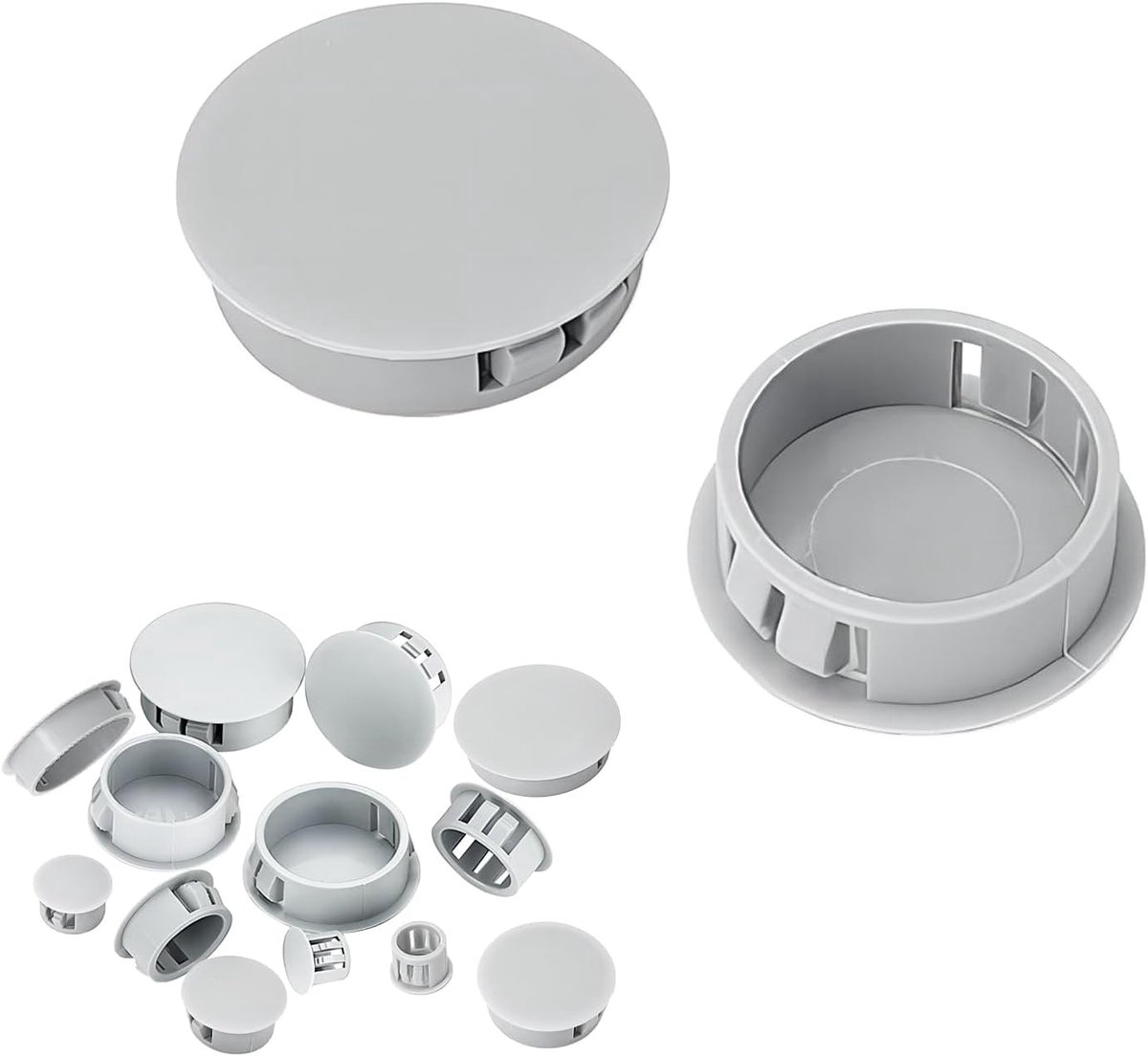 Pluggen, Ronde Plastic Stekker, Klikbare Vergrendelingsgat Cover, Kunststof Gatpluggen voor Kastmeubels, Grijs, 8 mm