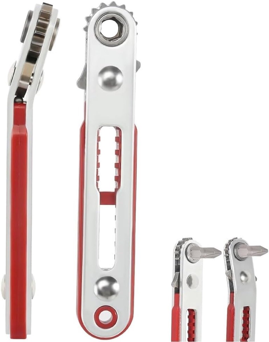 2-delige Mini Ratelsleutel Magnetisch, 1/4 Inch Ratchet Omkeerbare Schroevendraaier Sleutel Set voor Gadgets Auto Huizen Machines
