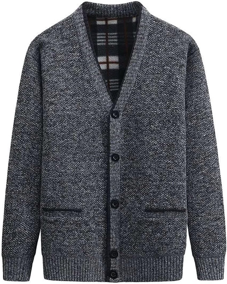 Sweater Gebreide Jas - Cardigan Gebreide Klederdrachtjas Cardigan Zwart Met Zakken Winter Gebreide Jas Voor Heren （M，Donkergrijs）