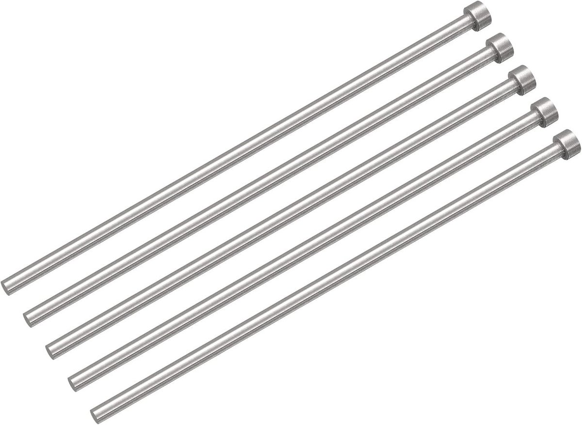 Sourcing map 5 stuks rechte uitwerper pennen 6 mm (15/64") diameter 65Mn staal 200mm (8")
