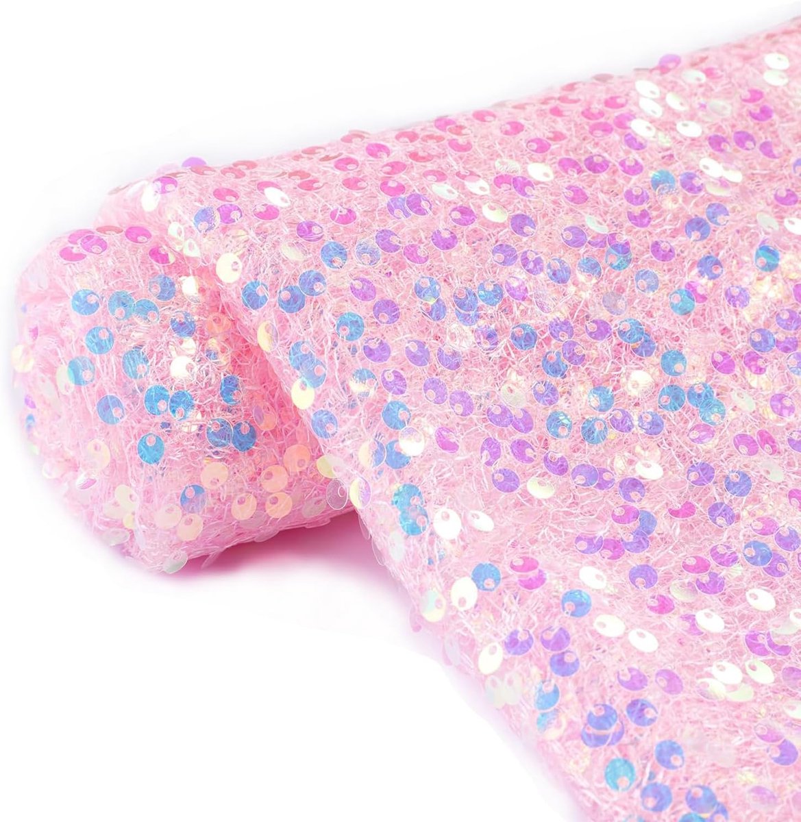 Stof, 93 x 130 cm, 5 mm, glinsterend glitternet, perfect voor bruidsjurken, kledingmaken, knutselen en naaien, roze