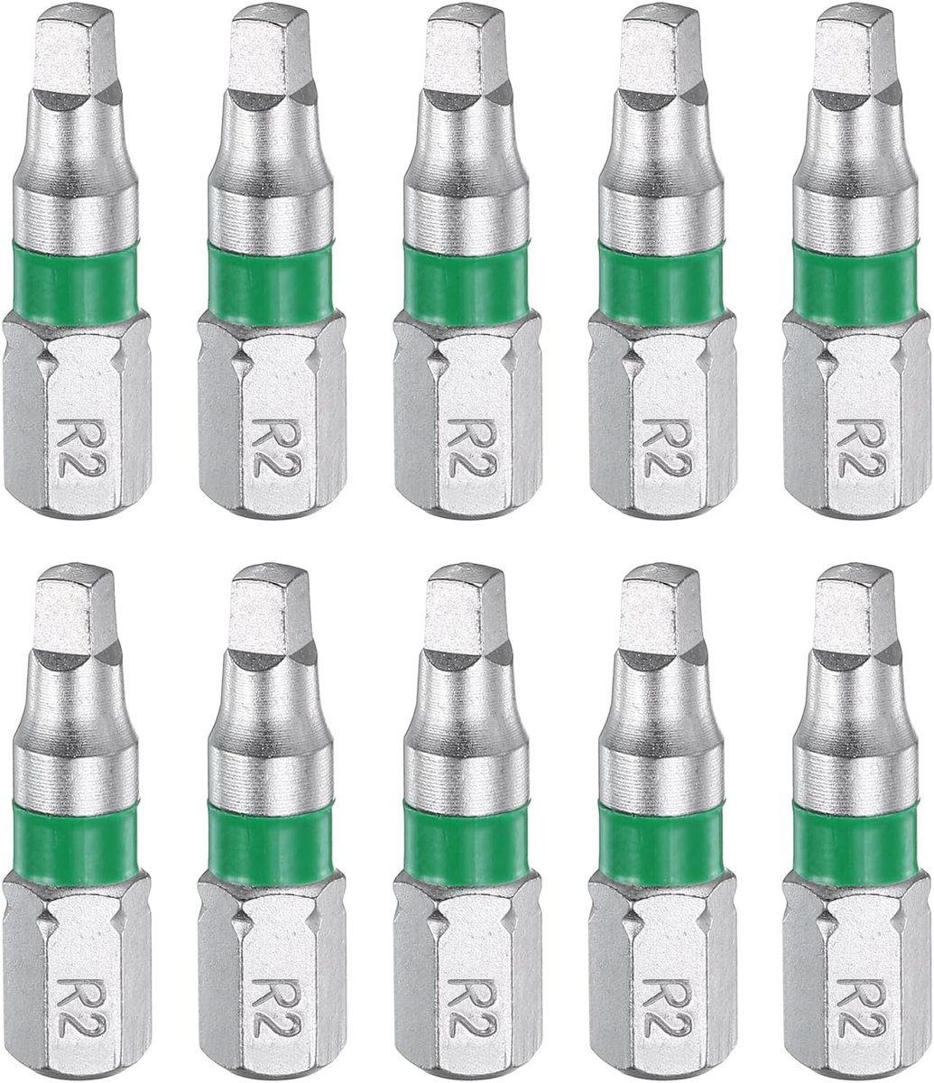 10 vierkante schroevendraaierbits SQ2 1/4 inch zeskantschacht 25 mm (1 inch) lengte magnetische 4 punten zeskantkop bits van staal S2 elektrische schroevendraaier