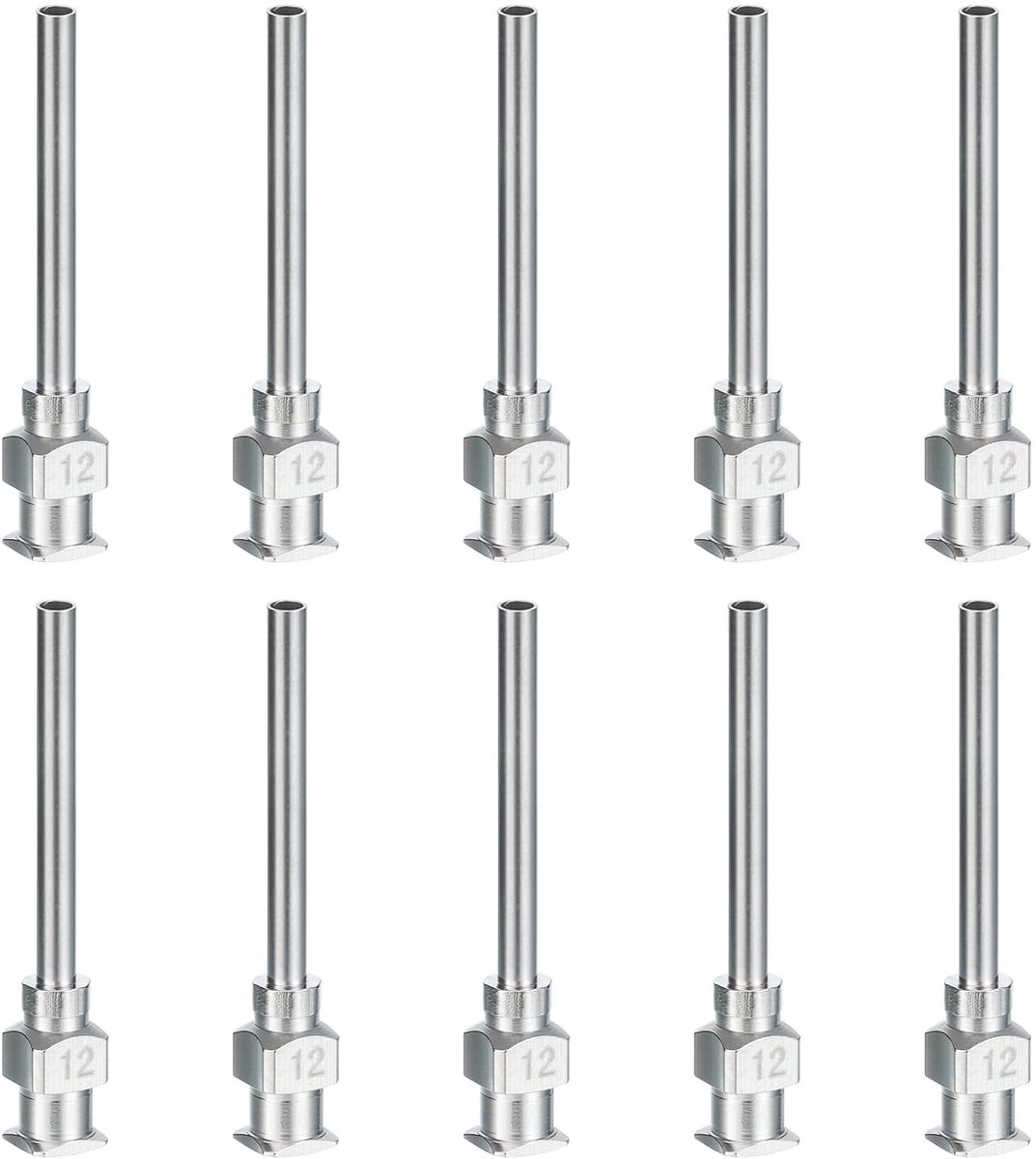 Doseernaald met stompe punt, 12 g, 10 stuks, 2,5 cm, roestvrij staal, vloeistofdoseercanules met Lure Lock voor het bijvullen van vloeibare inkt, lijm