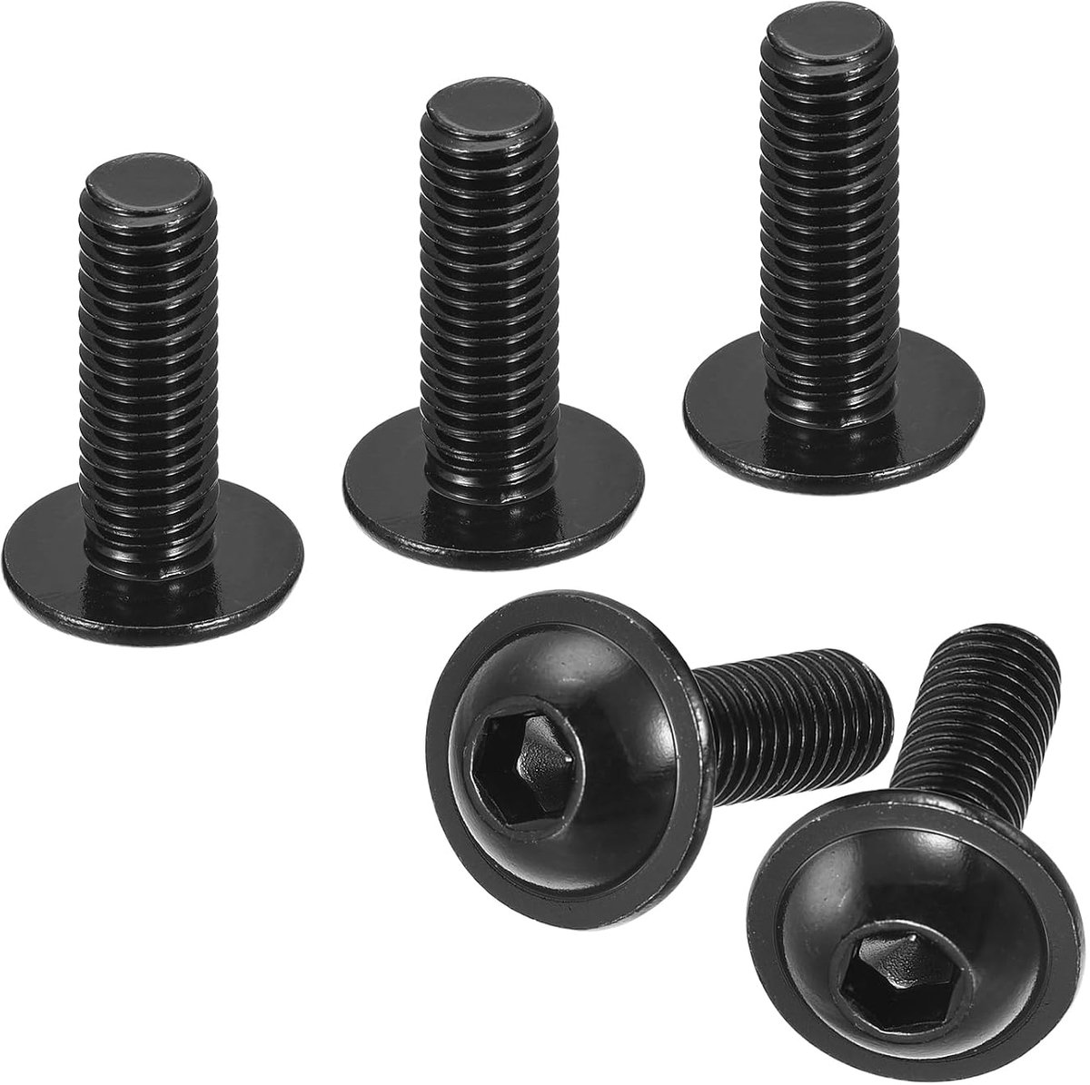 Flens kop inbusschroeven, 25 stuks M8 x 25 mm - 304 roestvrijstalen inbusschroeven, schroeven met volledige schroefdraad voor meubelmontage (zwart)