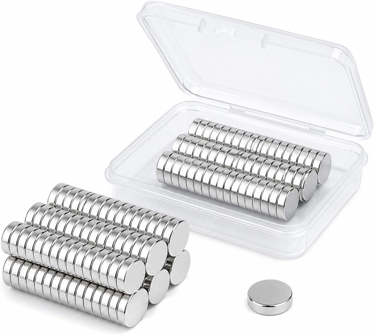 Magneten 10 x 3 mm mini-magneten kleine magneten | Magneet; magnetische bevestiging, om zelf te maken; whiteboard, koelkast, kantoor, foto's; 10 x 3 mm, opbergdoos
