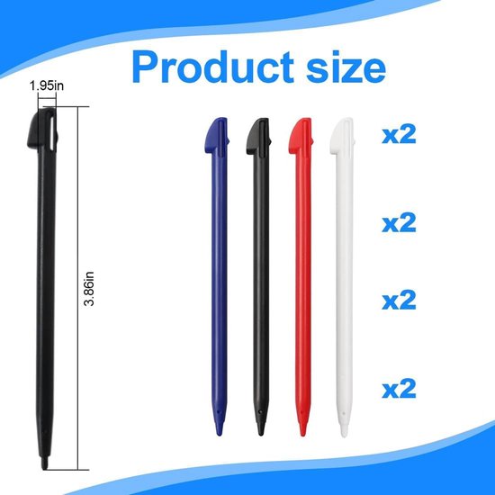 Pen voor 3DS XL, 8 stuks touch stylus pen vervanging compatibel 3ds pen, stylus pen voor NDS DS Lite DSL NDSL Pen Tip spelconsole stylus kunststof spelconsole accessoires — afbeelding 5