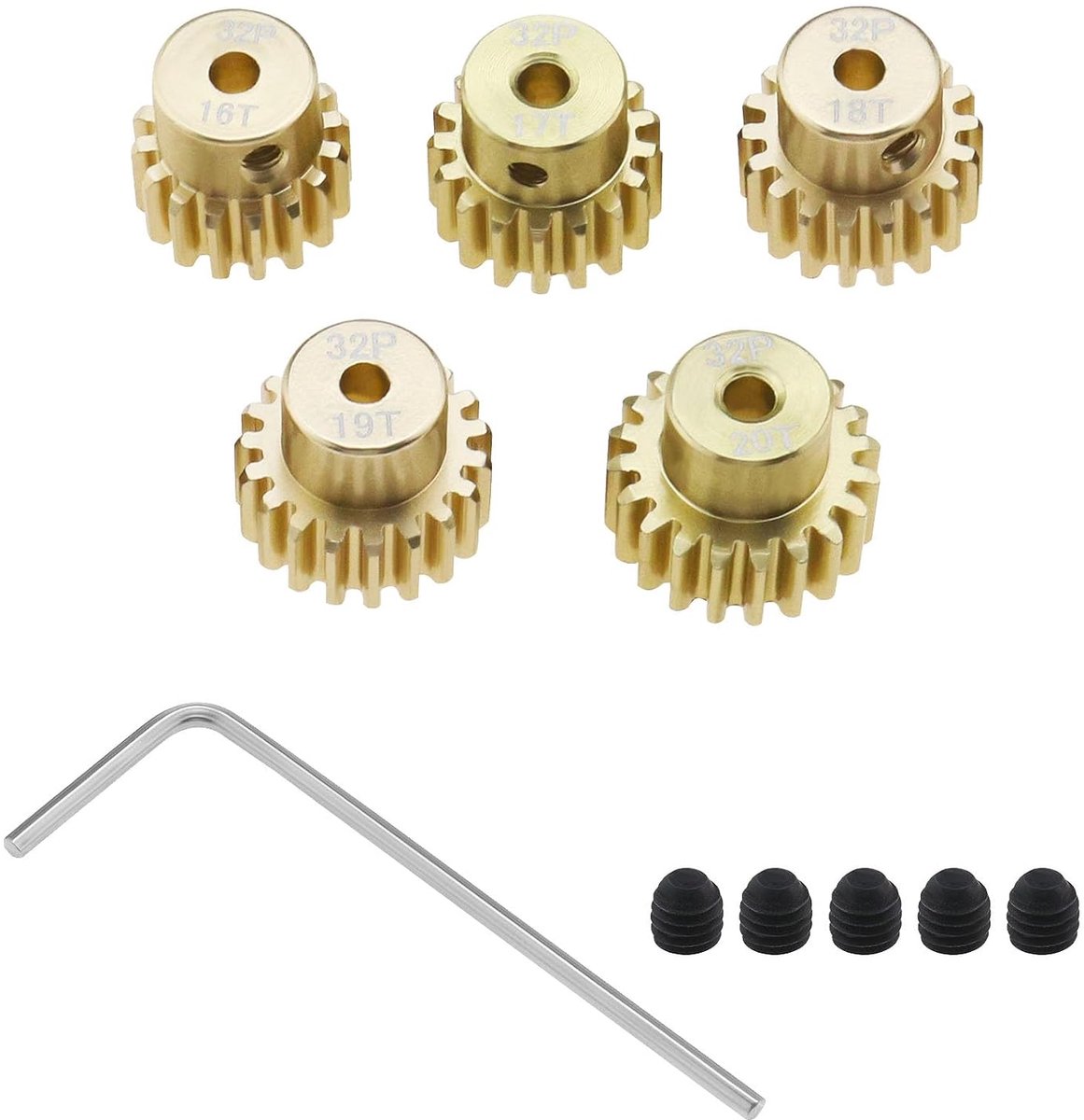 5 STKS 32DP 3.175mm Pinion Motor Gear Set 16T 17T 18T 19T 20T voor 1/10 Rc Auto 3650 540 550 Borstelloze Motor As Tandwiel Vervangende Onderdelen
