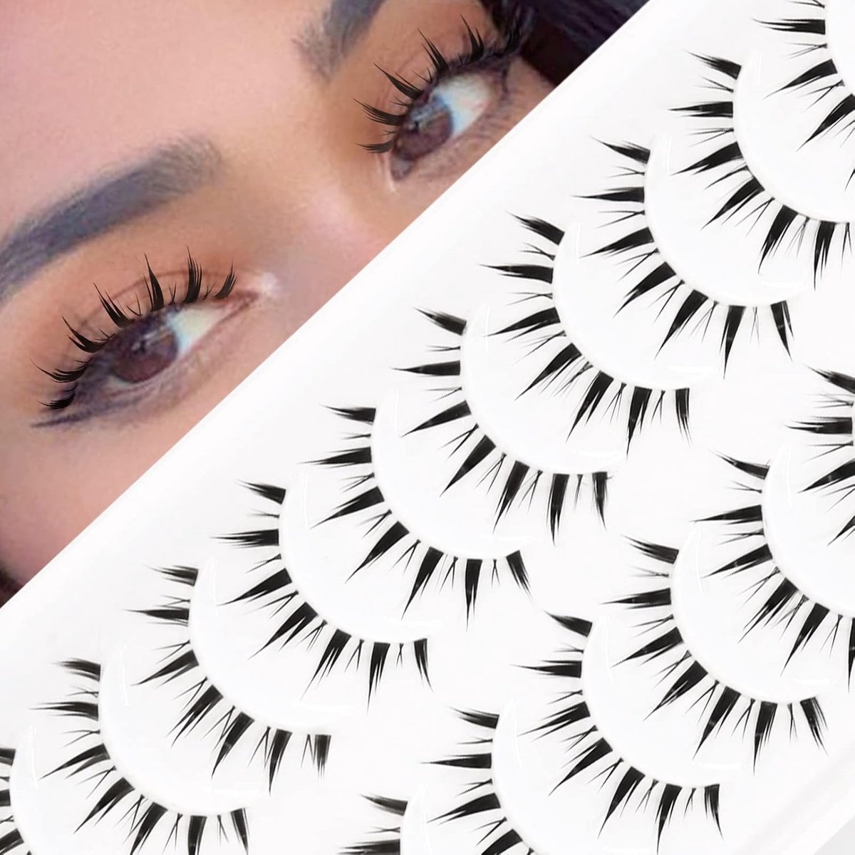 Manga wimpers natuurlijk 10 paar 5 stijl Anime valse wimpers Natuurlijke Manga wimpers voor cosplay Transparante band Manga lashes Anime fake eyelashes (Manga 07)