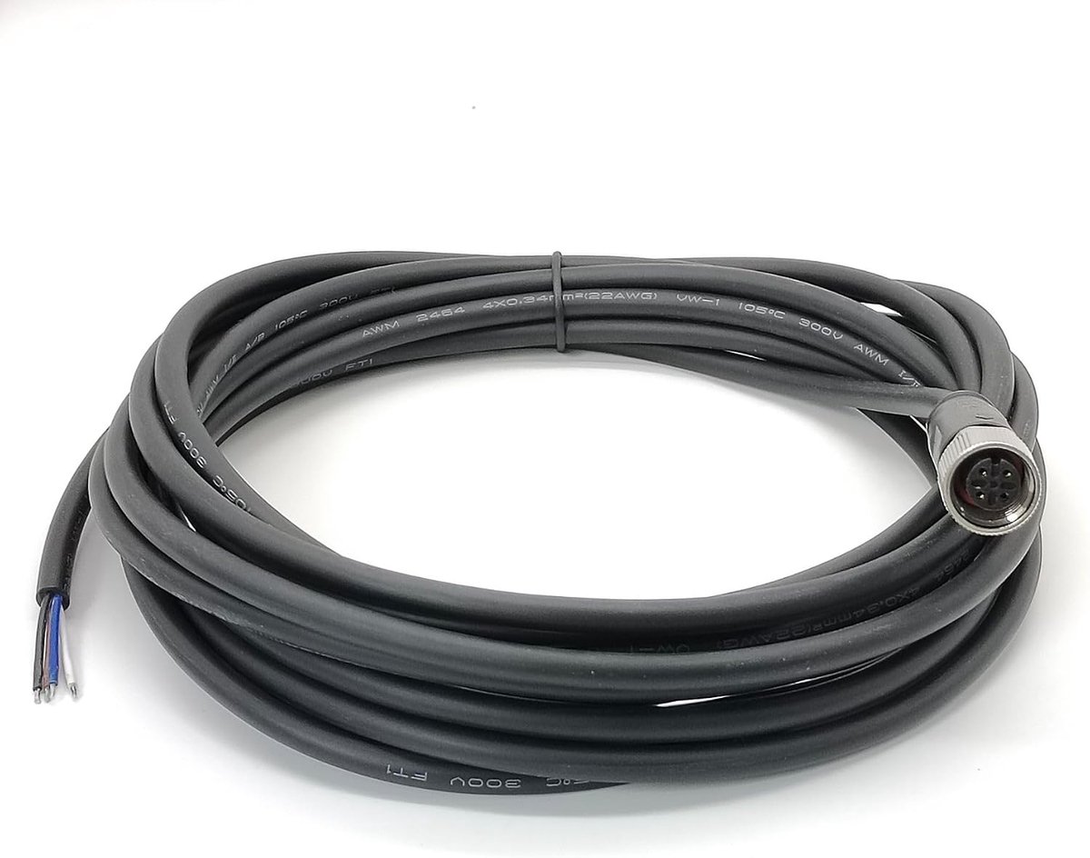 4-polige verlengkabel, gevormde kabel met rechte bus, 5 m AWG22