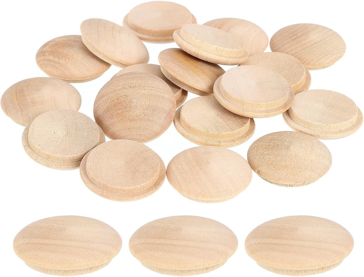 Knopen, 25 mm, doppen voor gaten van hardhout, doppen voor gaten, schroeven, hout, voor meubels, houtbewerking, decoraties (30 mm x 25 mm)