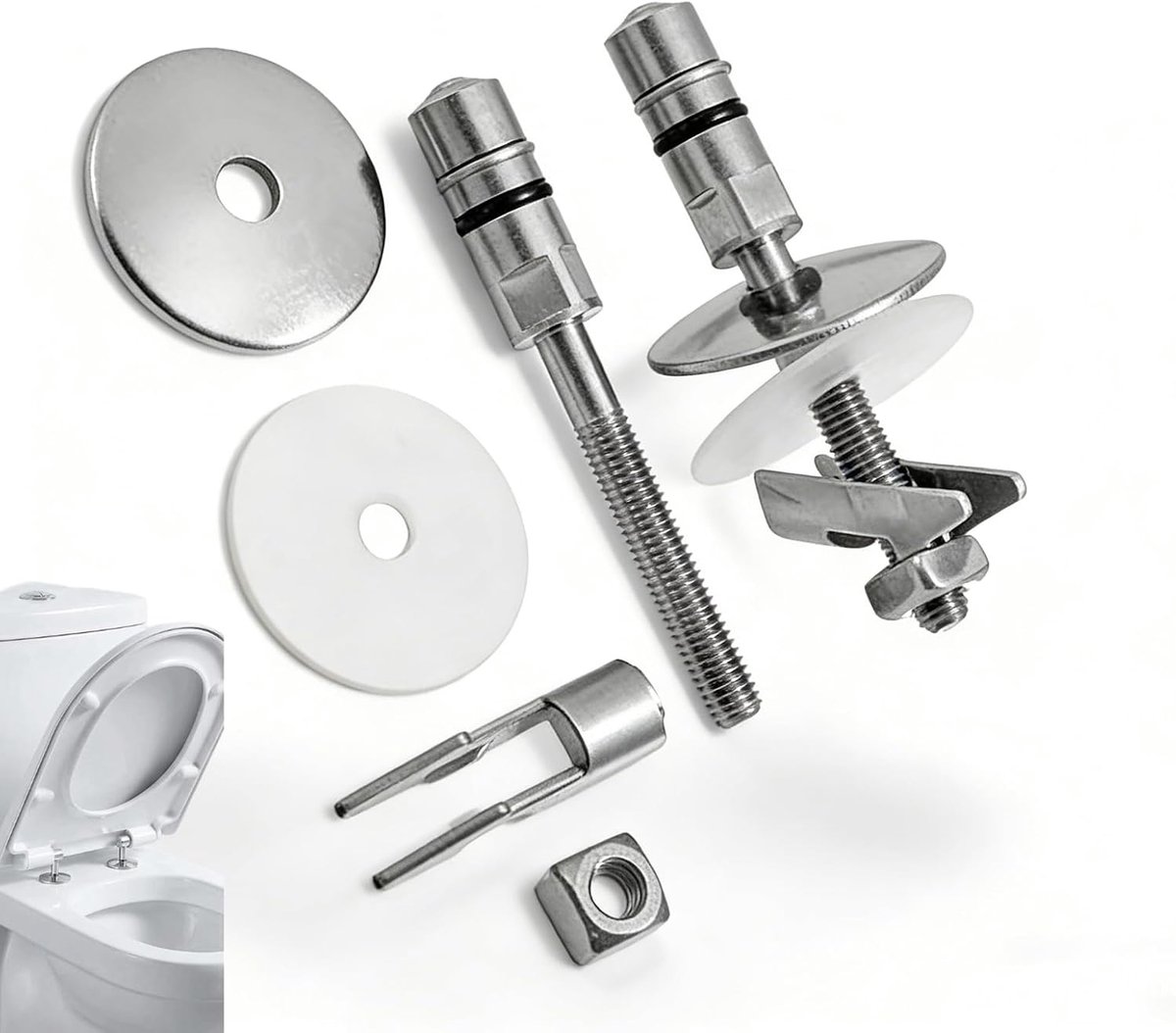 Set van 2 roestvrijstalen scharnieren voor toiletbril, compatibel met Haro & LUVETT, schroeven M6 x 71,5 mm - duurzame badkameraccessoires