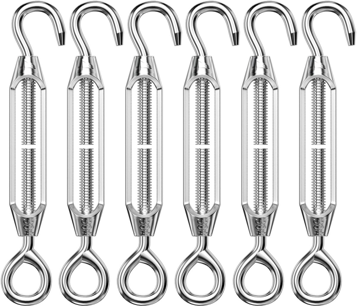 Set van 6 Stalen Draadspanners - Verstelbare Kabelspanners voor Hekwerk, Staalkabel, Waslijn en Netten - Stevige Spanschroeven voor Tuinhekken, Klimplanten en Draadconstructies - Duurzame Metalen Kabels