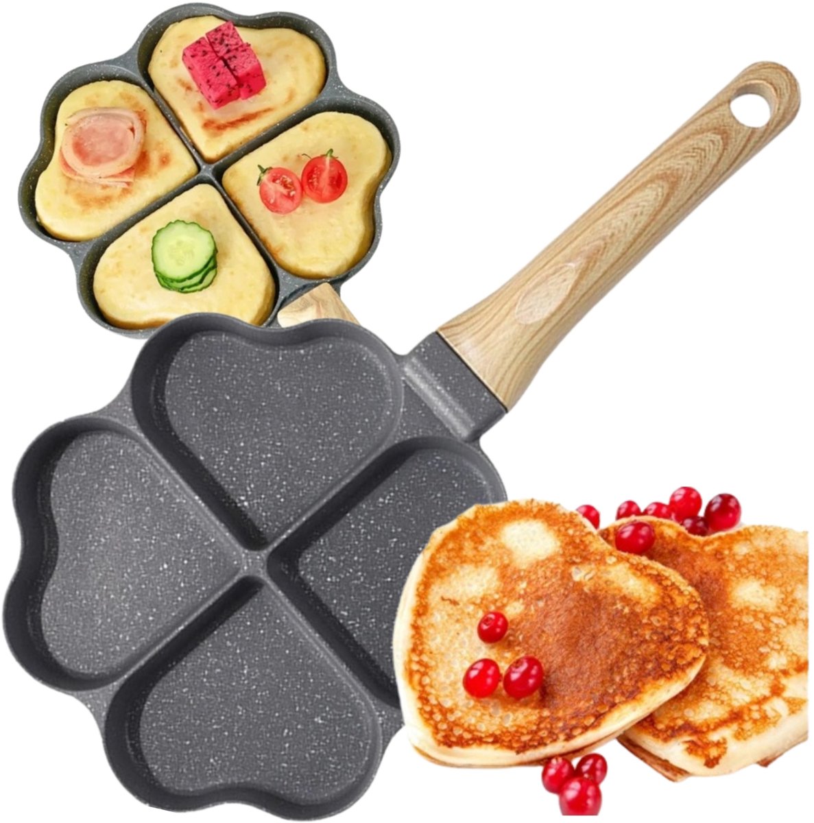 Pannenkoekenpan Harten 4 Vormen | Inductie & Gas | Anti-aanbaklaag