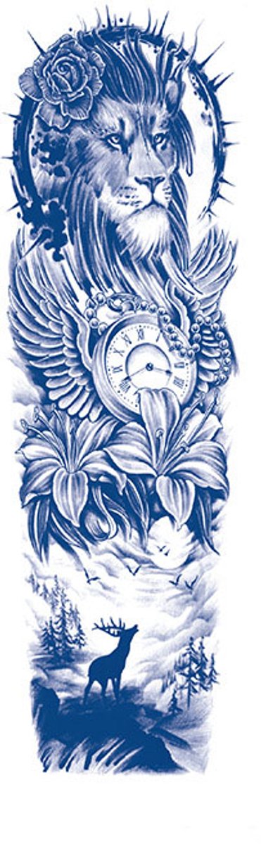 Tijdelijke sleeve tattoo leeuw 2 weken
